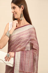 Purple Silk Blend Saree