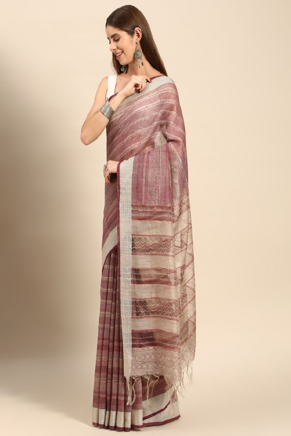 Purple Silk Blend Saree