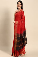 Red Silk Blend Saree