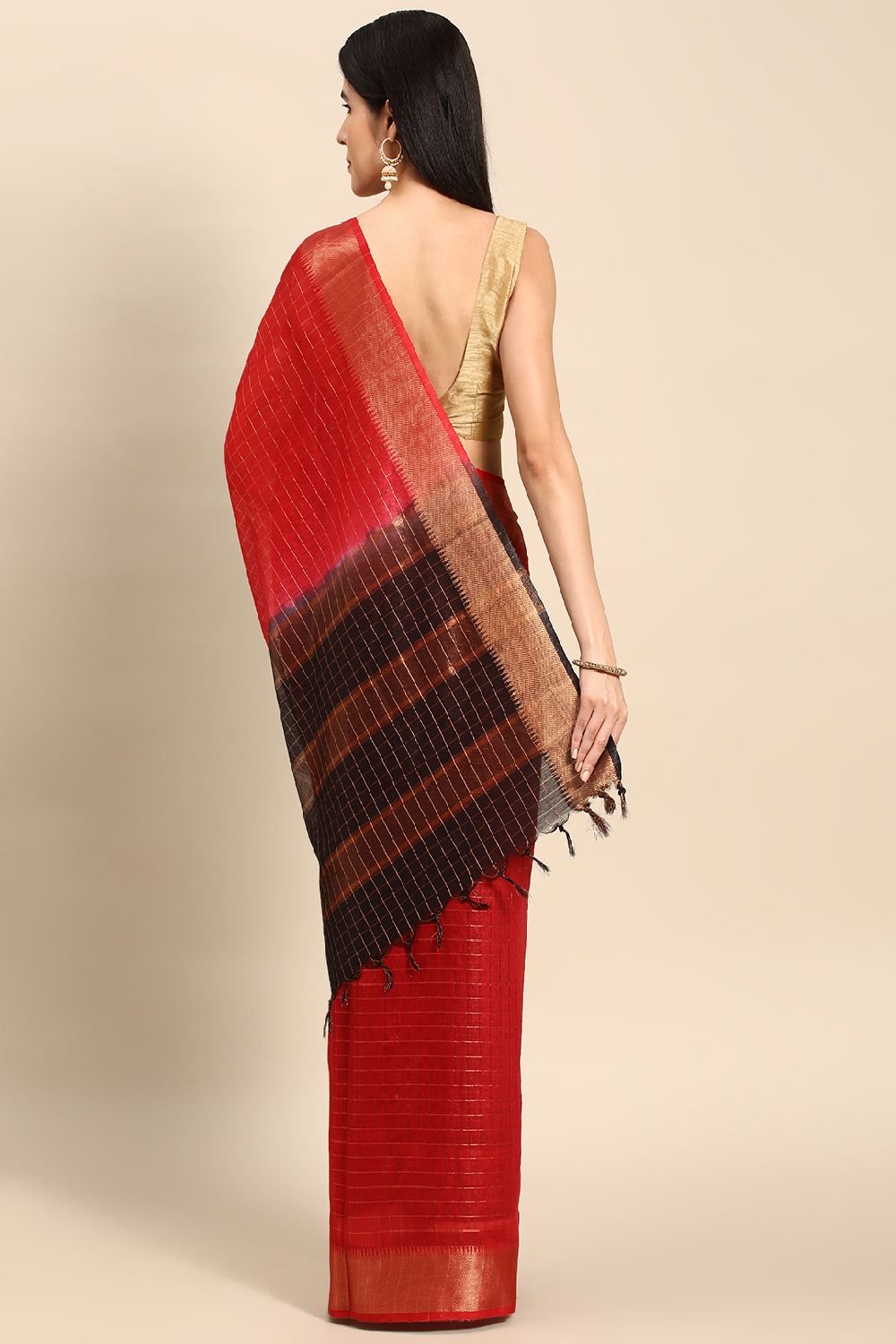 Red Silk Blend Saree