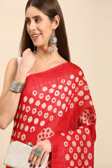 Red Silk Blend Saree