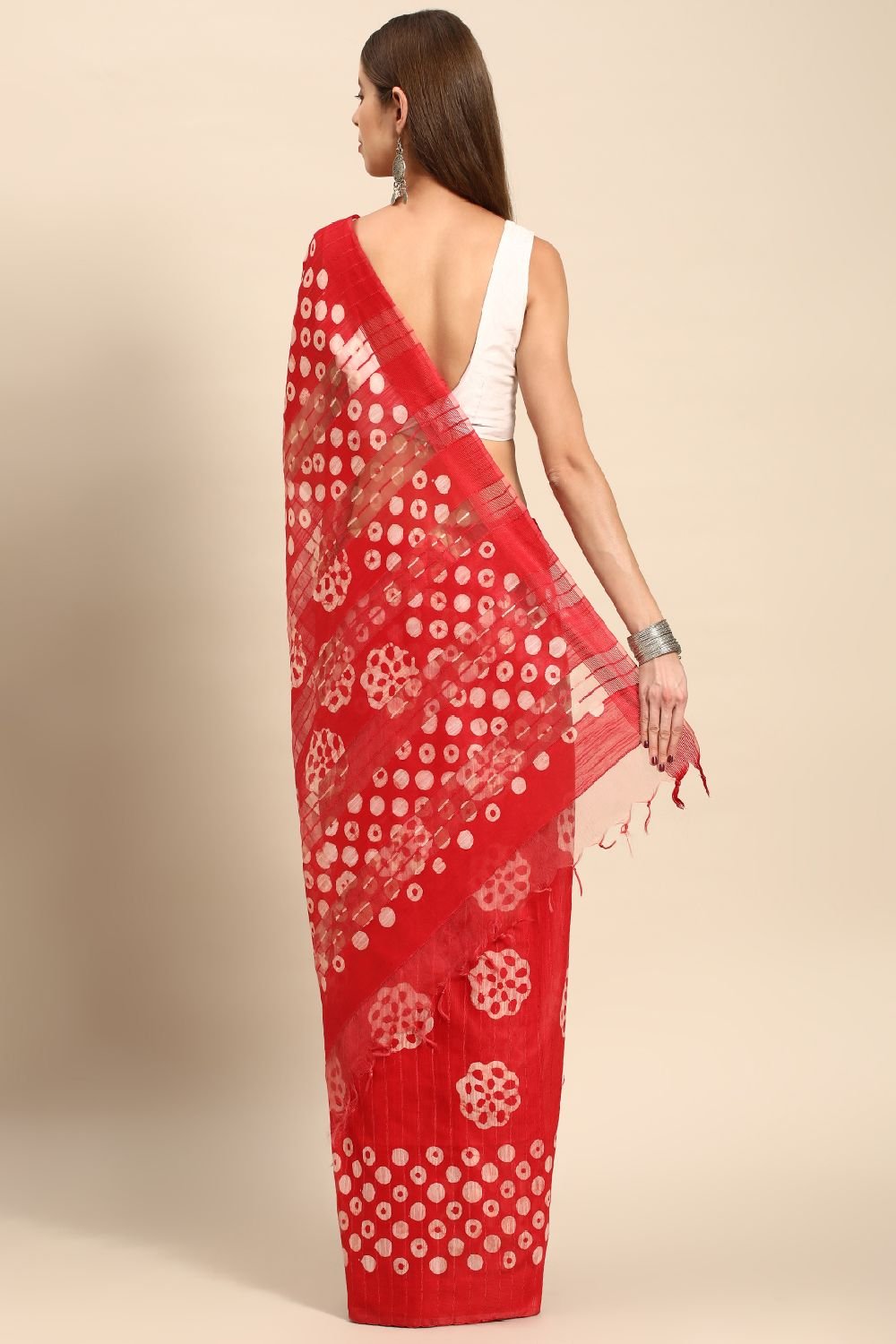 Red Silk Blend Saree