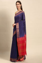 Navy Blue Silk Blend Saree