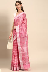 Pink Silk Blend Saree