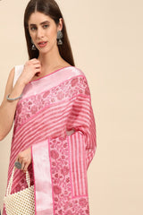 Pink Silk Blend Saree