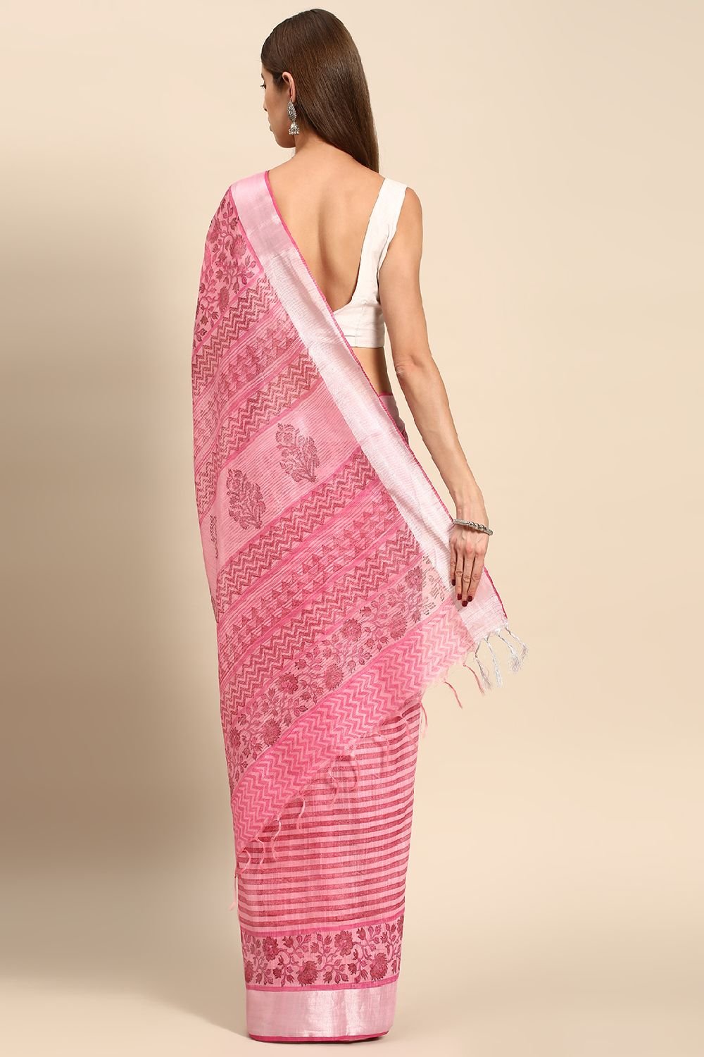 Pink Silk Blend Saree