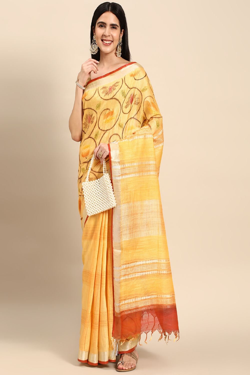 Yellow Cotton Saree