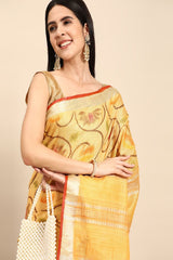 Yellow Cotton Saree