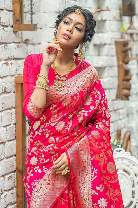 Rani Banarasi Katan Silk Zari Weaving Saree