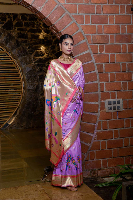 Purple Banarasi Silk Zari Weaving Saree