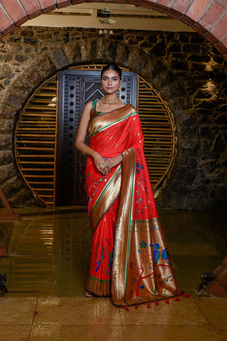 Red Banarasi Silk Zari Weaving Saree