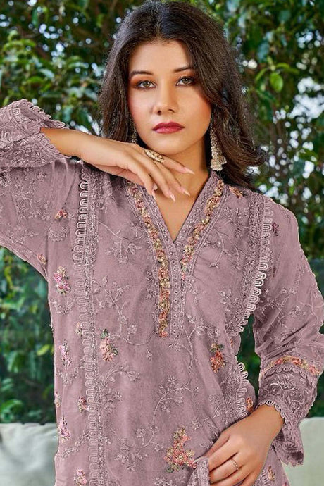 Pink Embroidered Georgette Pakistani Salwar Suit