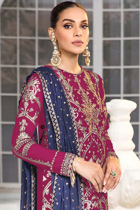 Magenta Embroidered Georgette Pakistani Salwar Suit