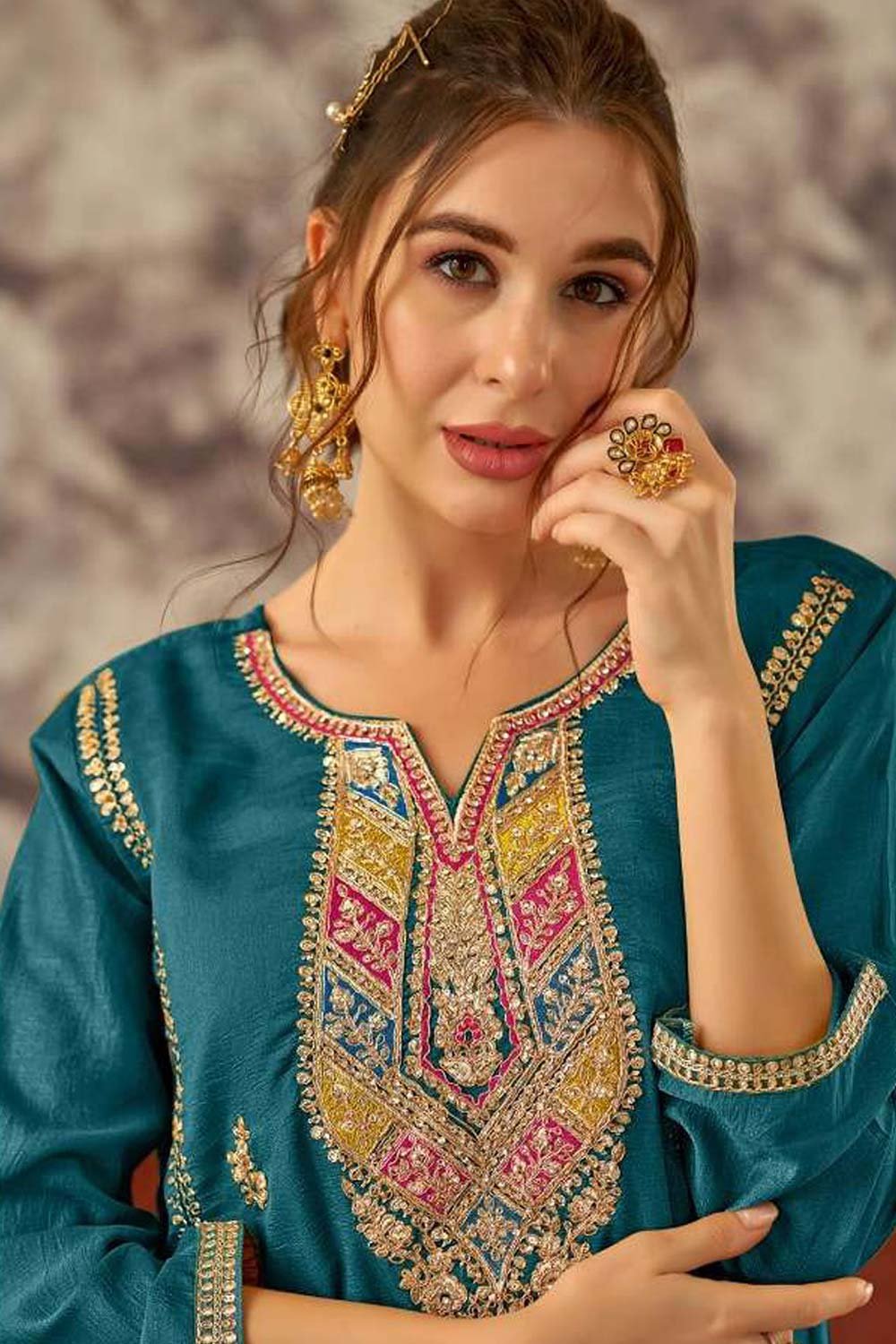 Morpich Embroidered Vichitra Pakistani Salwar Suit