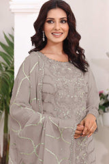 Beige Embroidered Georgette Pakistani Salwar Suit