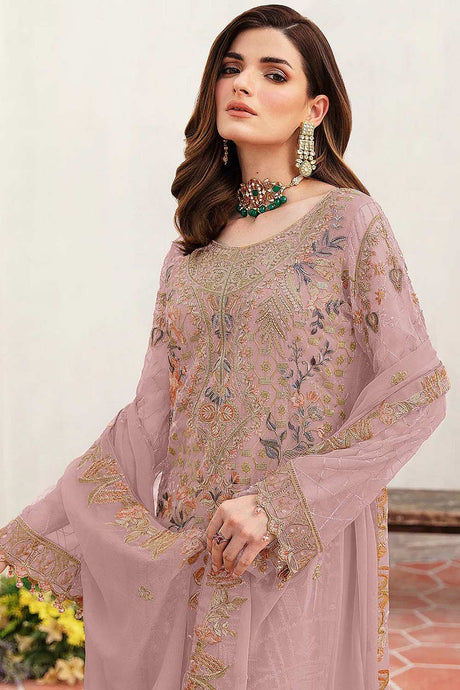 Peach Embroidered Georgette Pakistani Salwar Suit