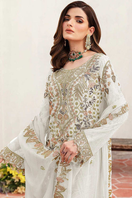White Embroidered Georgette Pakistani Salwar Suit