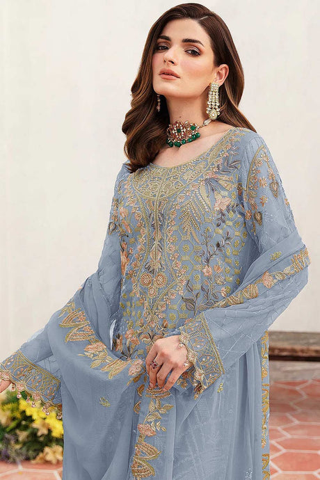 Sky Embroidered Georgette Pakistani Salwar Suit