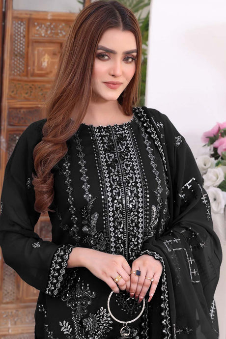 Black Embroidered Georgette Pakistani Salwar Suit