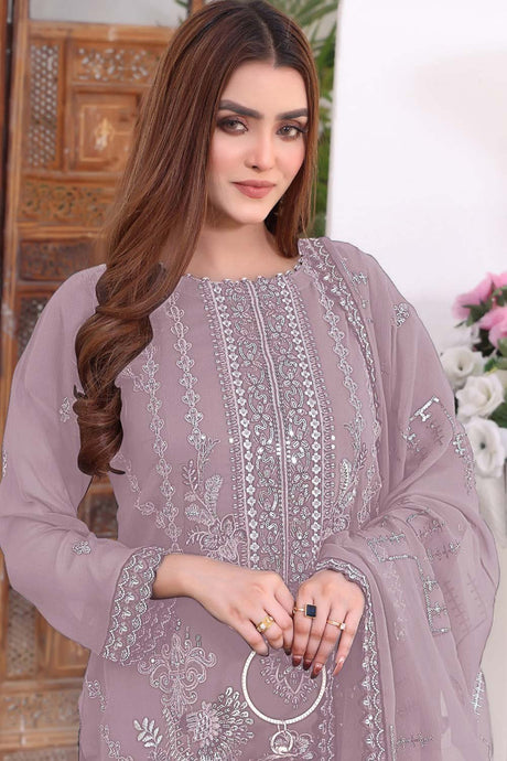 Pink Embroidered Georgette Pakistani Salwar Suit