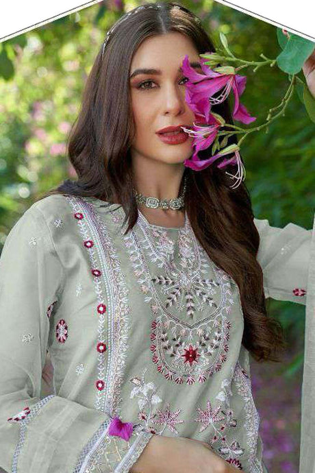 Pista Embroidered Organza Pakistani Salwar Suit