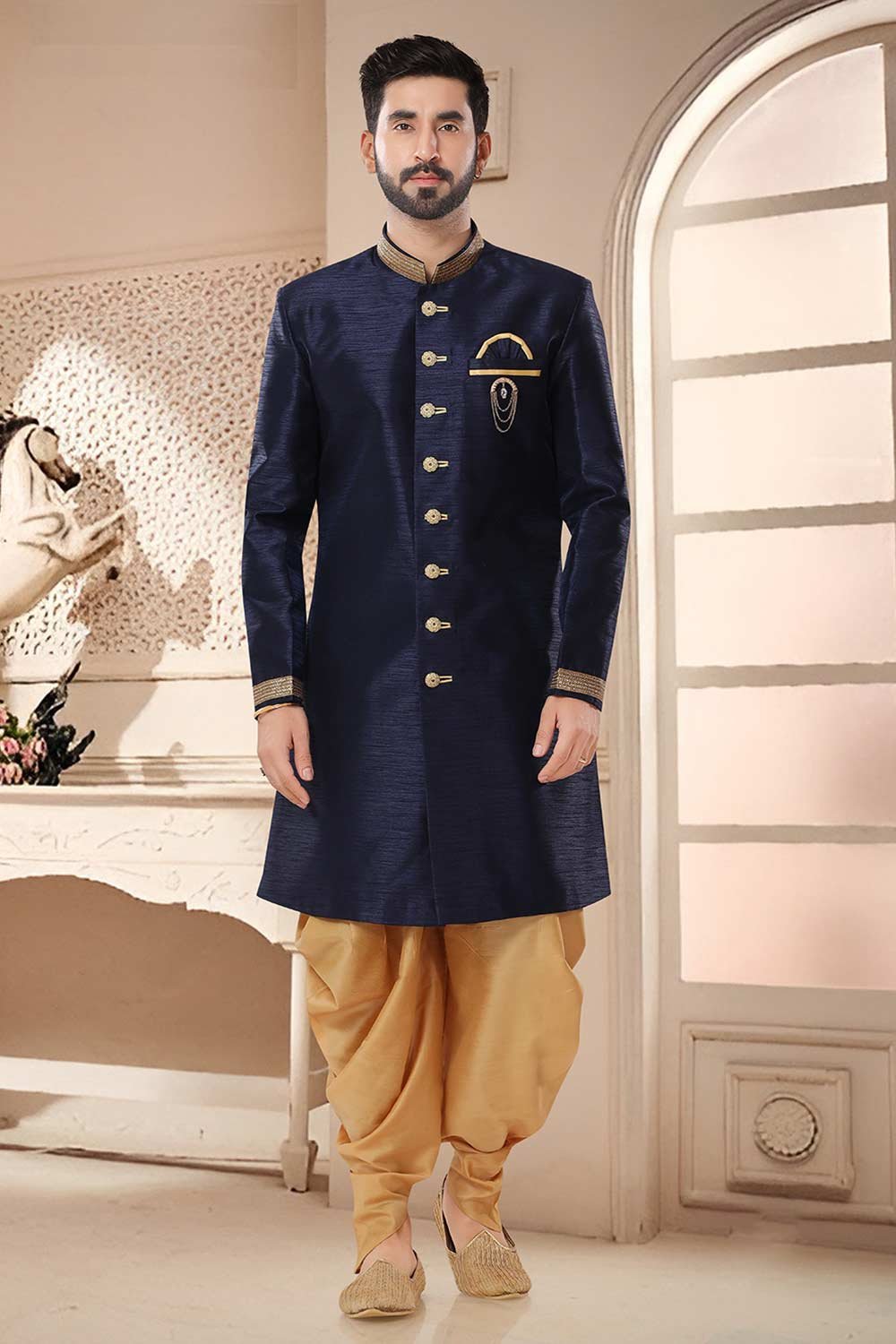 Navy sherwani best sale