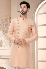 Pink Jacquard Embroidered Sherwani Set