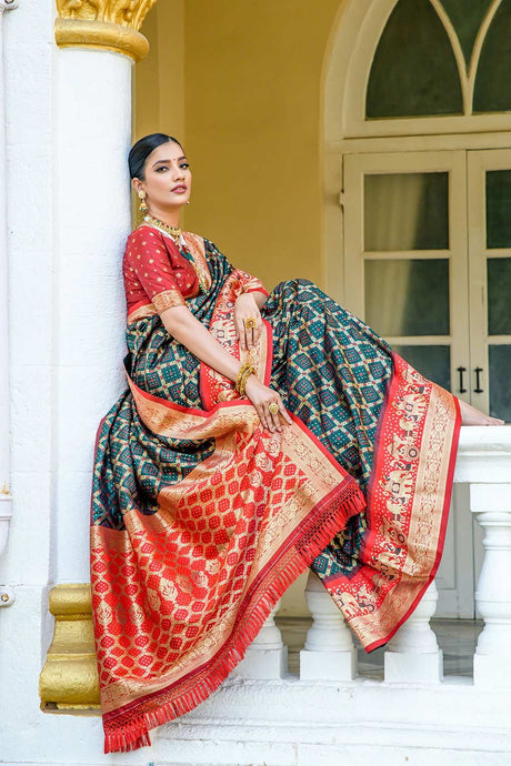 Green Banarasi Katan Silk Zari Weaving Saree