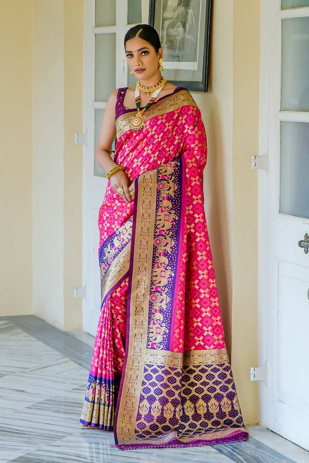 Rani Banarasi Katan Silk Zari Weaving Saree