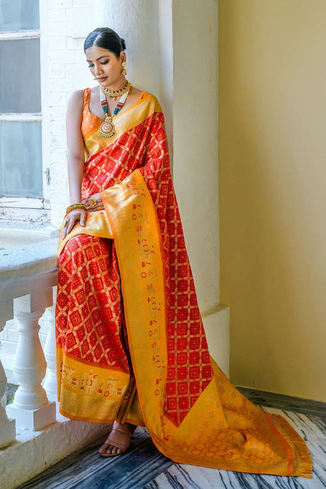 Red Banarasi Katan Silk Zari Weaving Saree