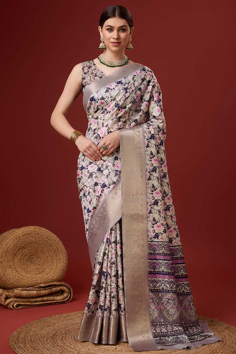 Lavender Cotton Woven Saree