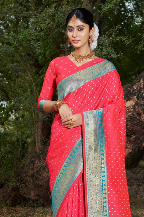 Red Banarasi Silk Woven Saree