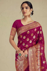 Magenta Silk Woven Saree