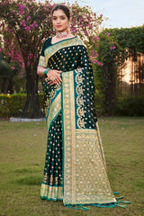 Green Stain Silk Woven Saree