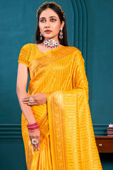 Yellow Paithani Silk Woven Saree