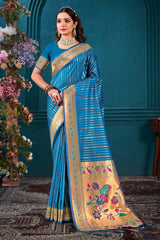 Blue Paithani Silk Woven Saree