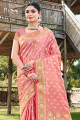 Pink Stain Silk Woven Saree