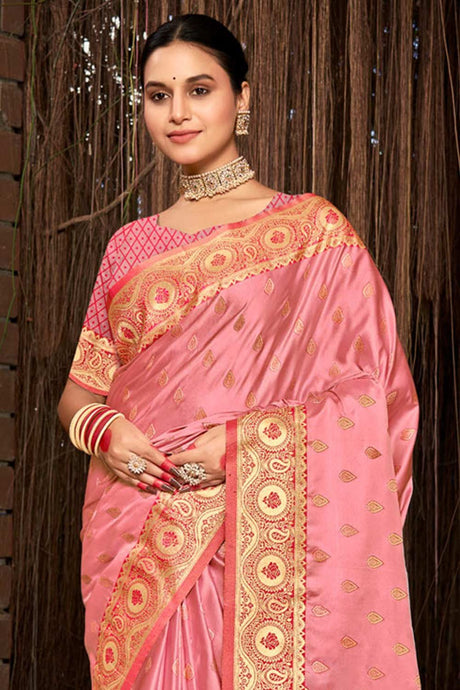 Pink Stain Silk Woven Saree