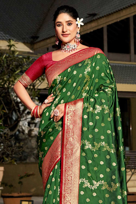 Green Banarasi Silk Woven Saree