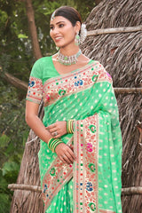 Green Paithani Silk Woven Saree