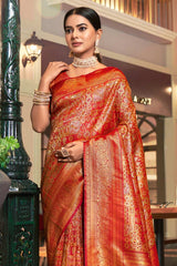 Red Kanjivaram Silk Woven Saree