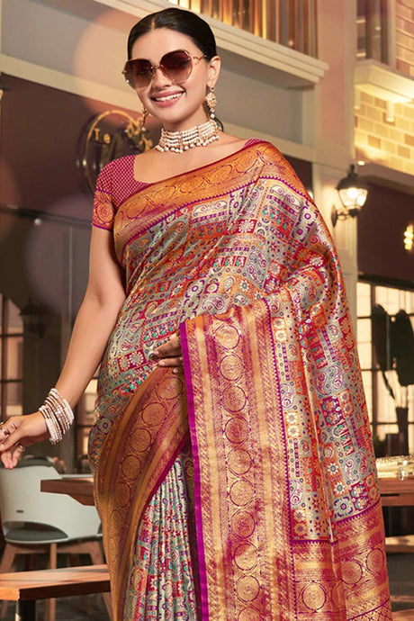 Purple Kanjivaram Silk Woven Saree