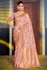 Pink Banarasi Silk Woven Saree