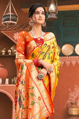 Yellow Paithani Silk Woven Saree