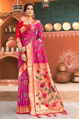 Pink Paithani Silk Woven Saree