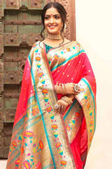 Red Paithani Silk Woven Saree