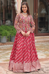 Red Solid Embroidered Viscose Lehenga Choli Set