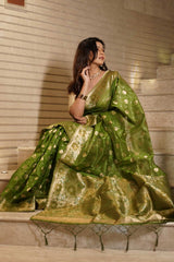 Green Zari Silk Saree