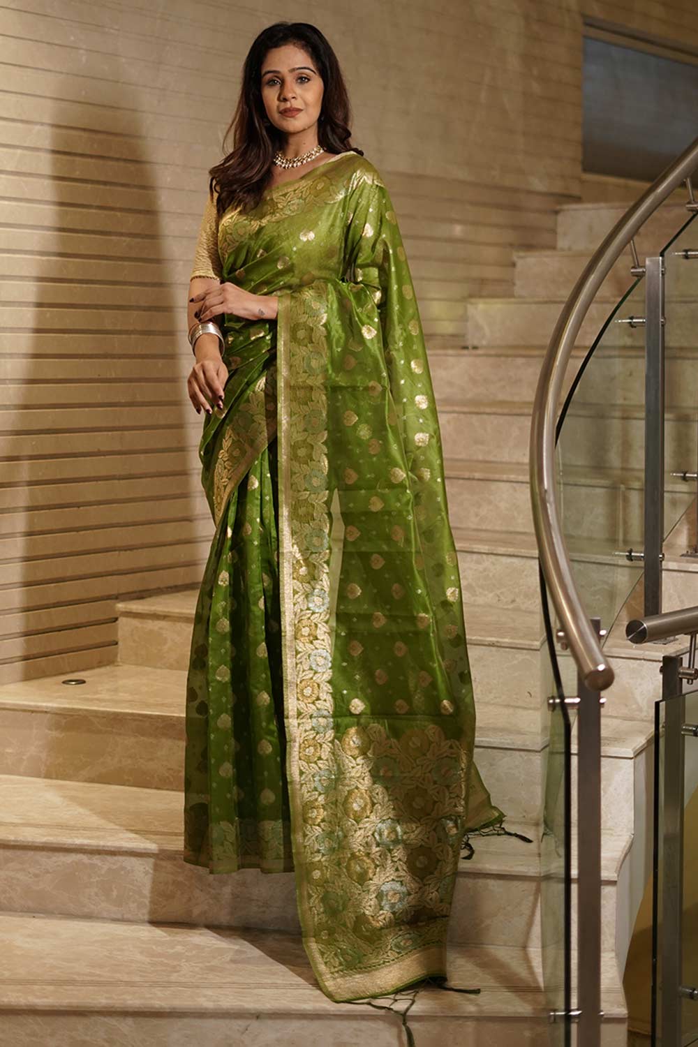 Green Zari Silk Saree