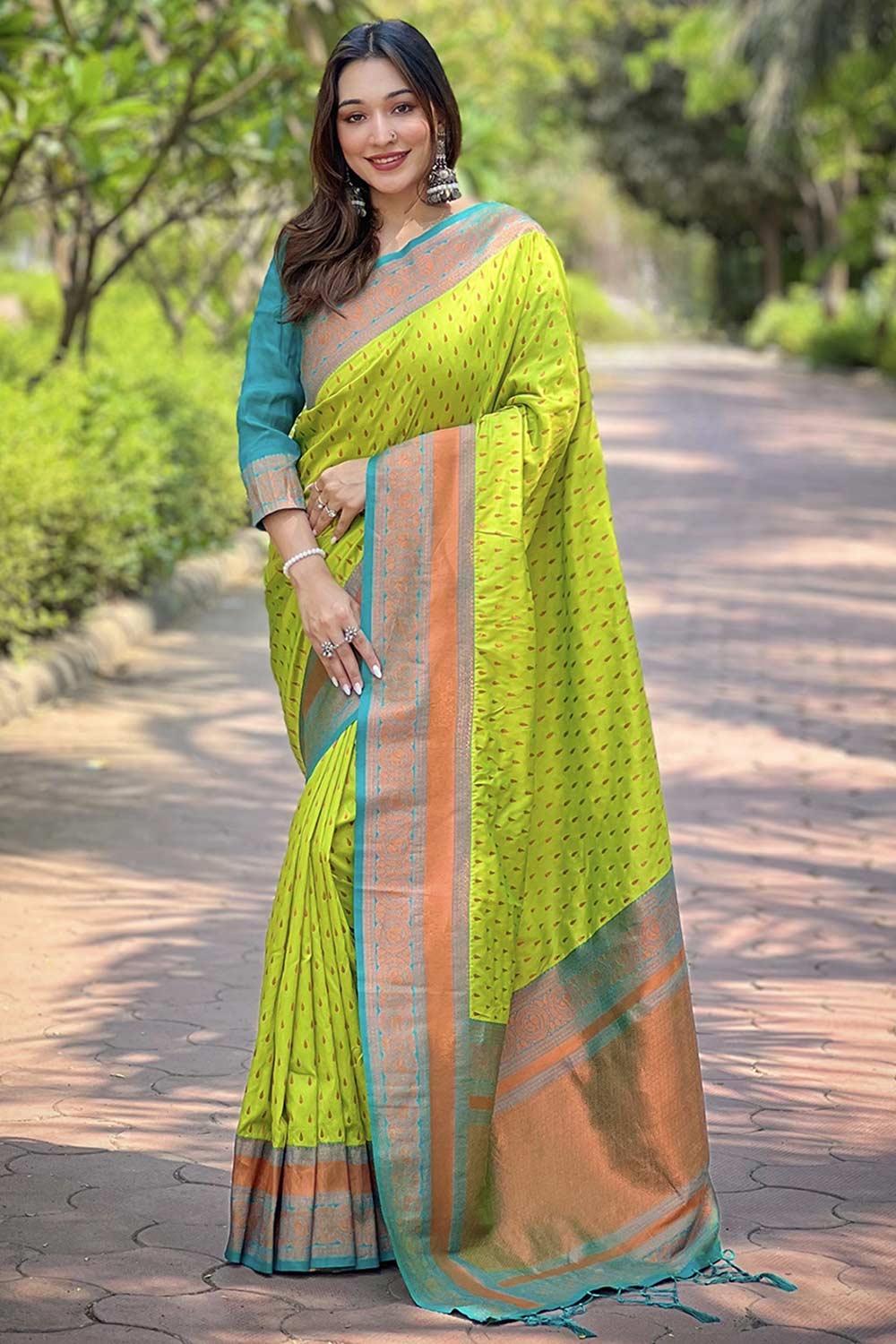 Green Zari Silk Saree